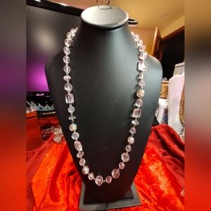 Vintage Pink Murano Style Glass Beaded Long Necklace